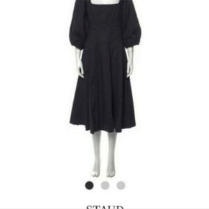 STAUD Elegant Black Long Sleeve Dress
